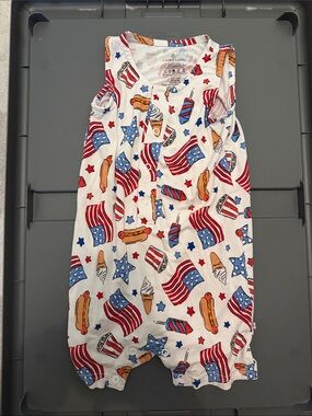 Caden Lane White Patriotic Print Sleeveless Romper